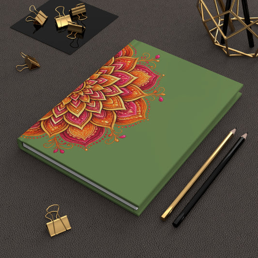 Green & Orange Mandala Lined Journal