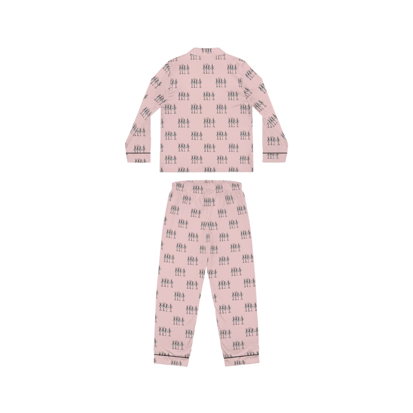 Pink Skeletons Dancing Satin-Soft Polyester Pajamas