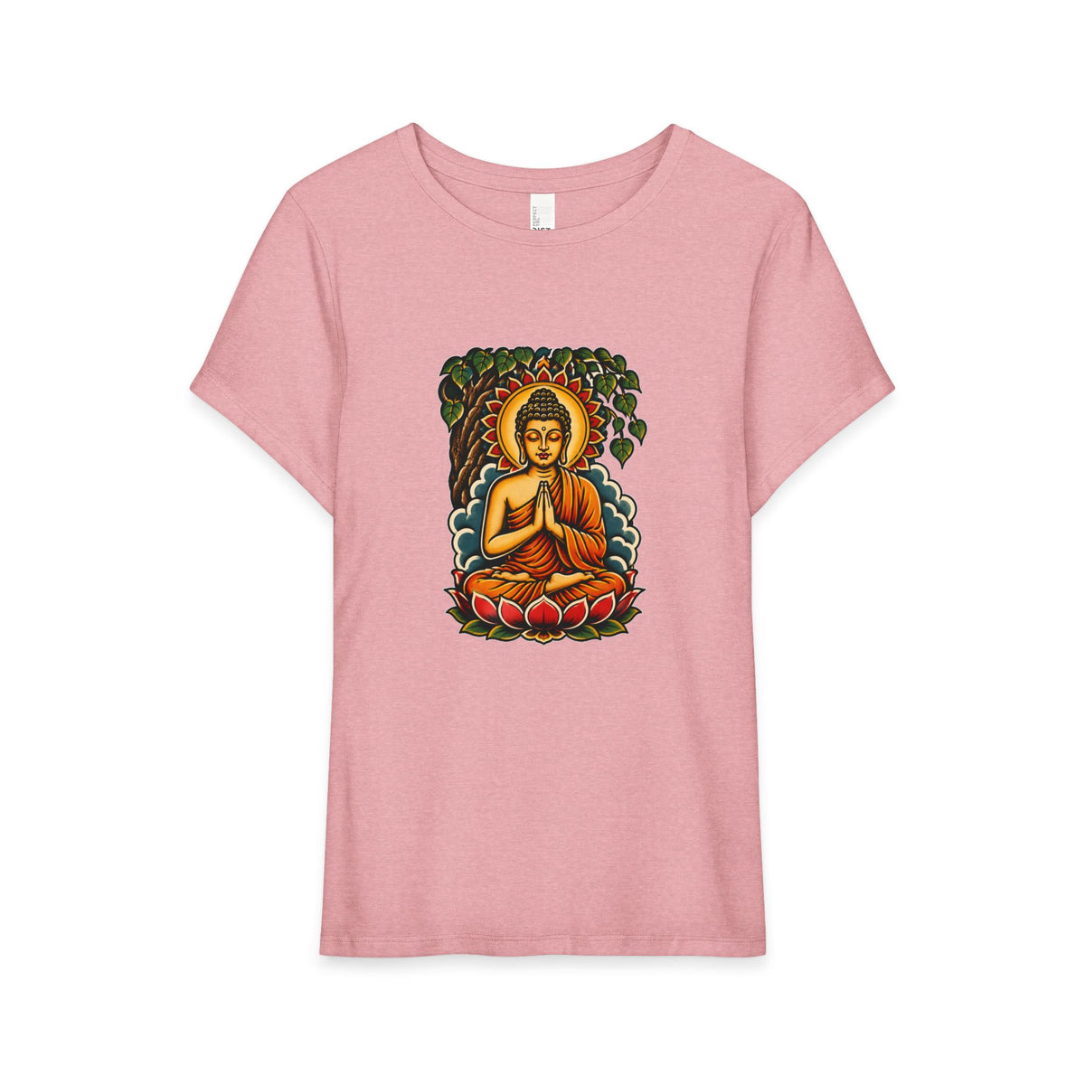 T-Shirt, Short Sleeve Boxy Crew Neck - Buddha & Lotus