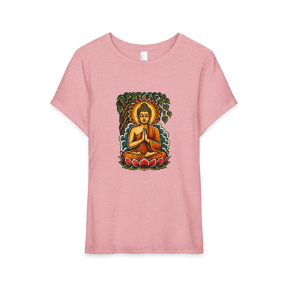 T-Shirt, Short Sleeve Boxy Crew Neck - Buddha & Lotus
