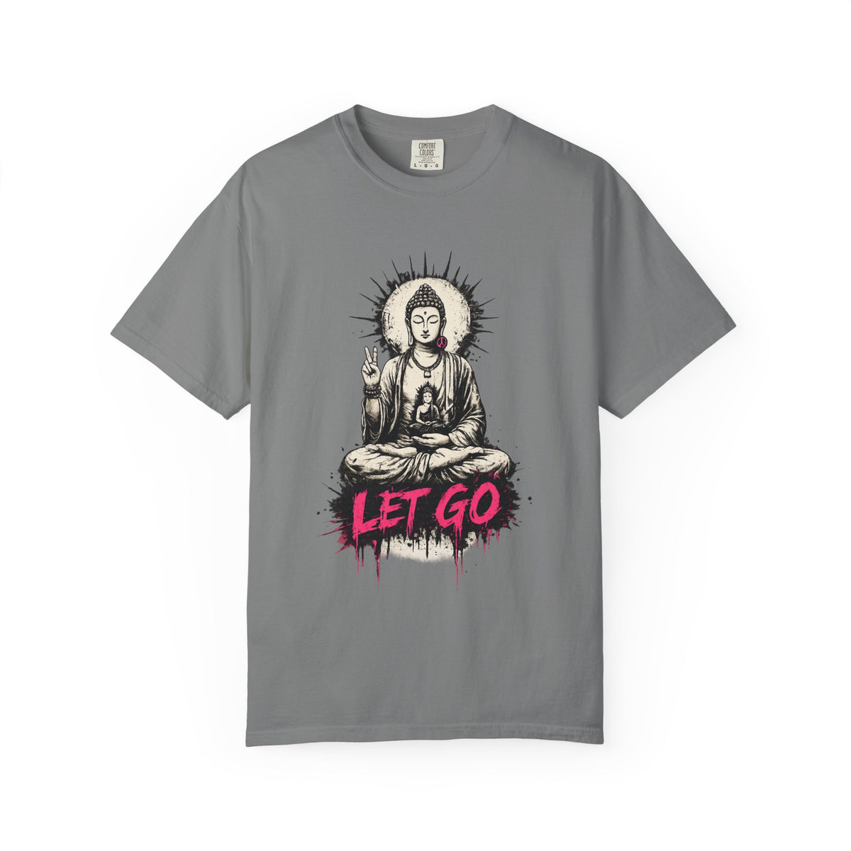 T-Shirt, Short Sleeve Boxy Crew Neck - Buddha "Let Go"