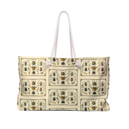 Tote, Weekender Travel  Bag - Vintage Entomology Botanical Beetles