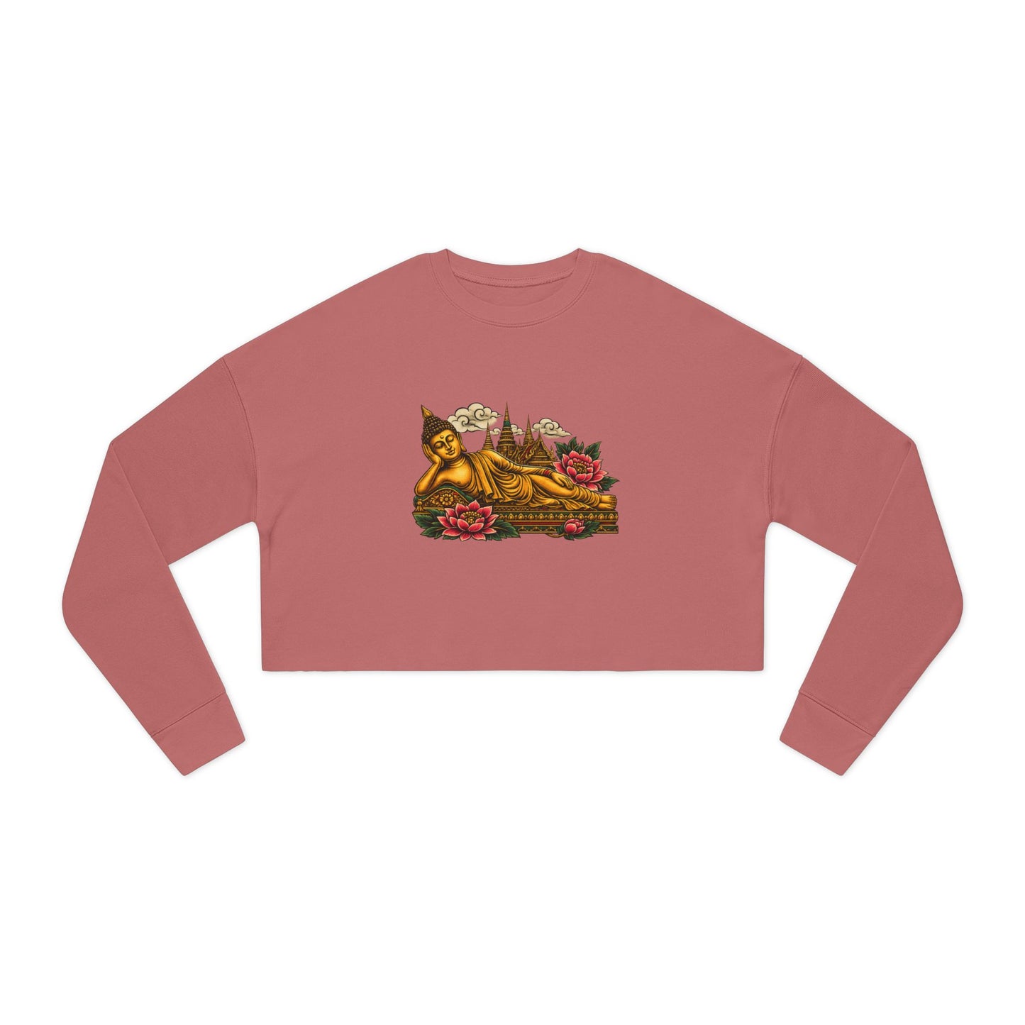 Recline with Buddha Cropped Long Sleeve T-Shirt