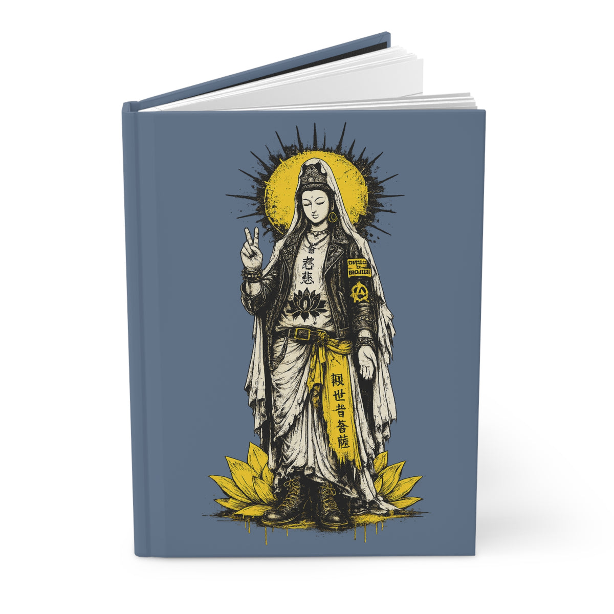 Journal Notebook, Hardcover Lined - Punk Kwan Yin Lotus