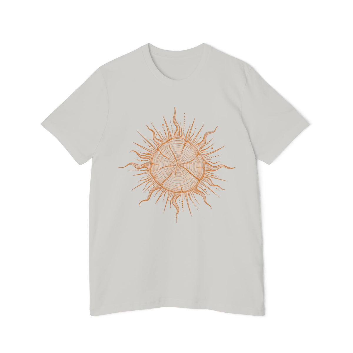 T-Shirt Short Sleeve Boxy Crew Neck - Boho Sunburst Tree Rings Line Art
