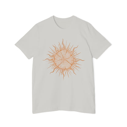 T-Shirt Short Sleeve Boxy Crew Neck - Boho Sunburst Tree Rings Line Art