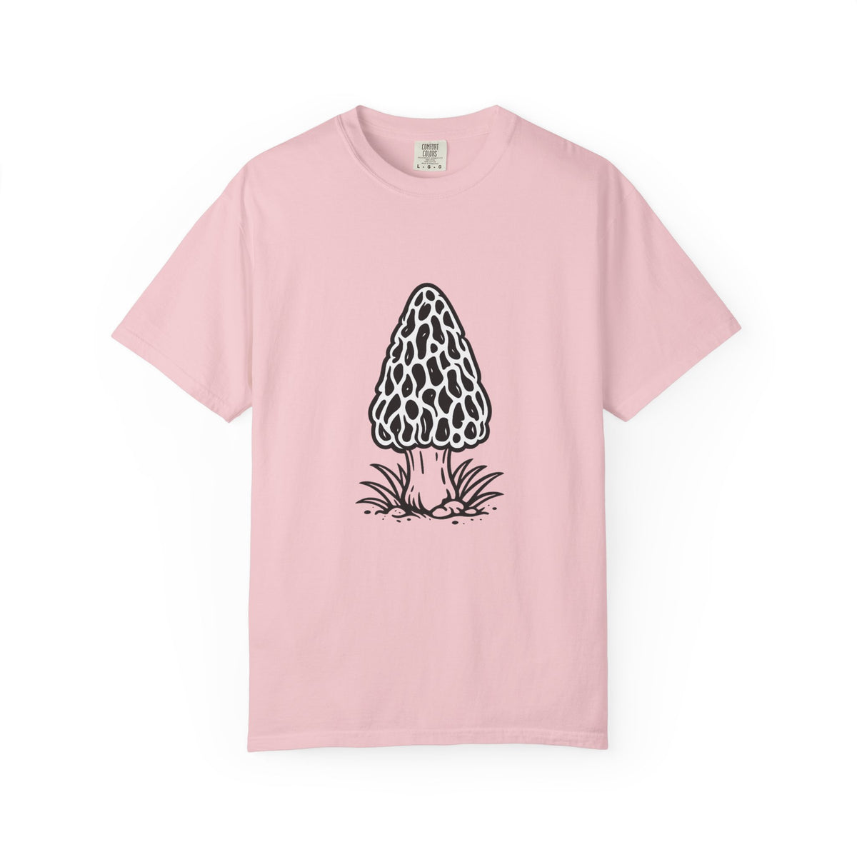 T-Shirt, Short Sleeve Boxy Crew Neck - Hand-Drawn Forager Morel Mushroom