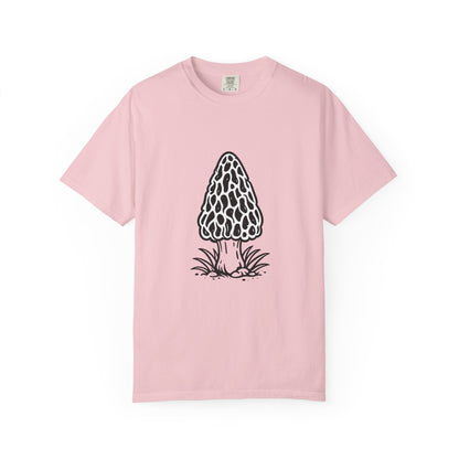 T-Shirt, Short Sleeve Boxy Crew Neck - Hand-Drawn Forager Morel Mushroom