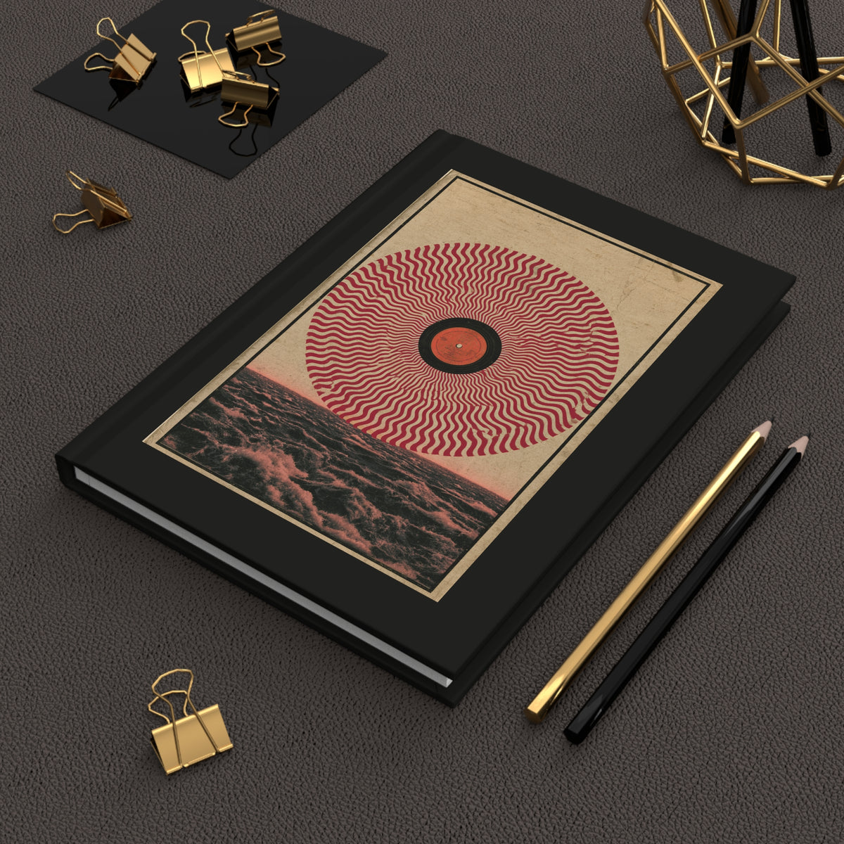 Journal Notebook, Hardcover Lined - Retro Psychedelic Vinyl