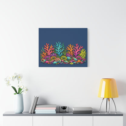 Canvass Art Print - Coral Reef (navy blue)