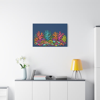 Canvass Art Print - Coral Reef (navy blue)