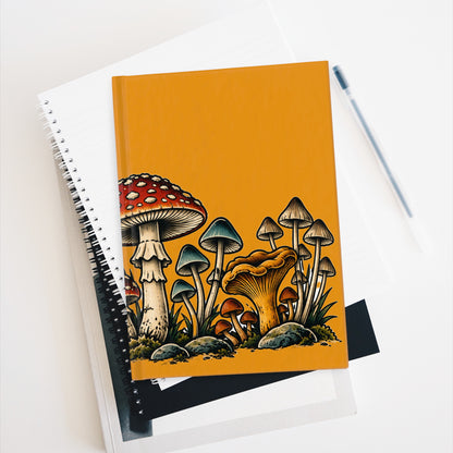 Journal Notebook, Hardcover Blank - Mushroom Forest  (goldenrod)