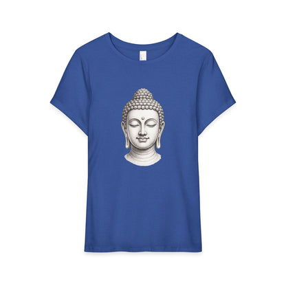 T-Shirt, Short Sleeve Wide Neck Relaxed Fit - Buddha Head