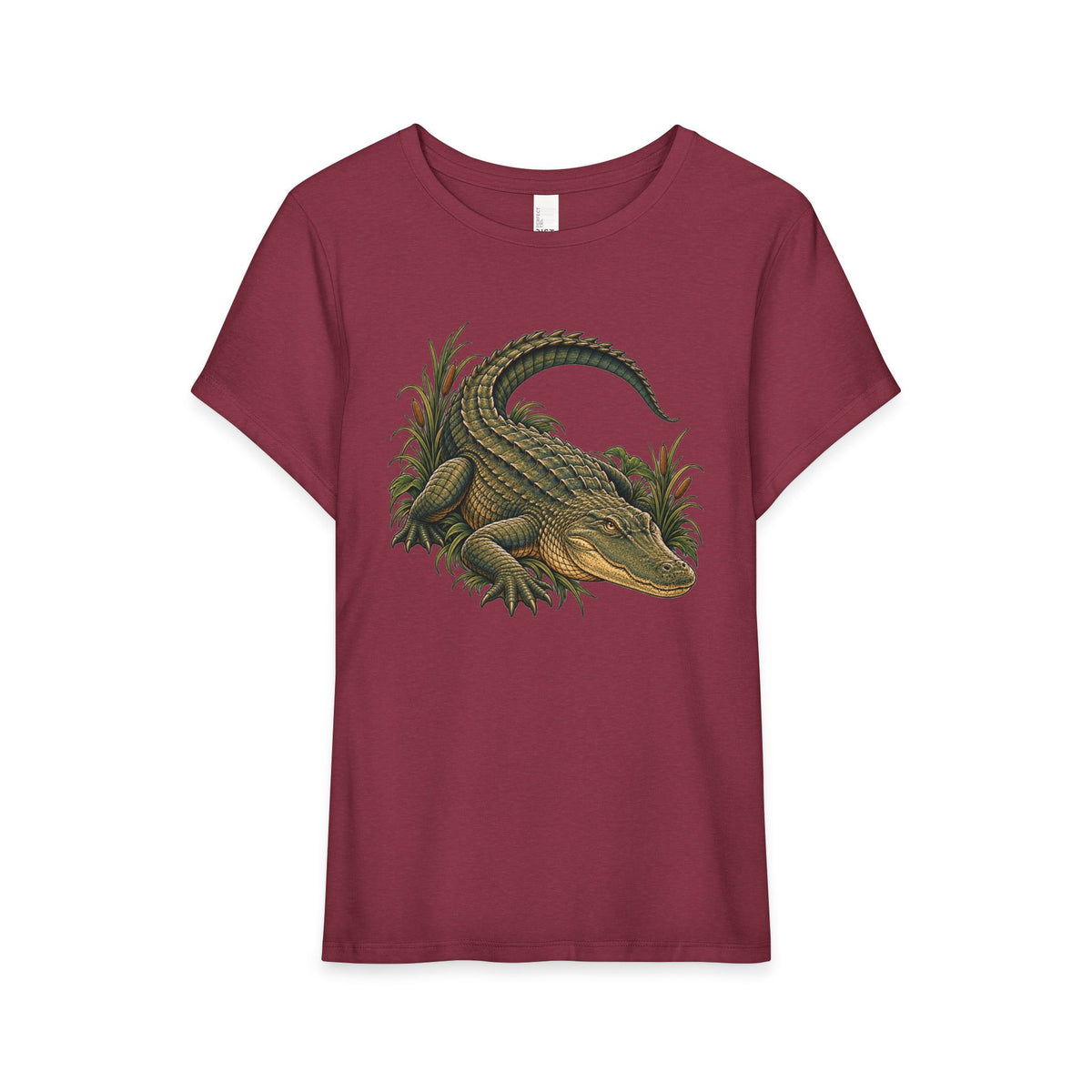 T-Shirt, Short Sleeve Boxy Crew Neck - Alligator Vintage Reptile