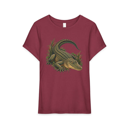 T-Shirt, Short Sleeve Boxy Crew Neck - Alligator Vintage Reptile