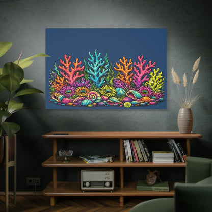 Canvass Art Print - Coral Reef (navy blue)