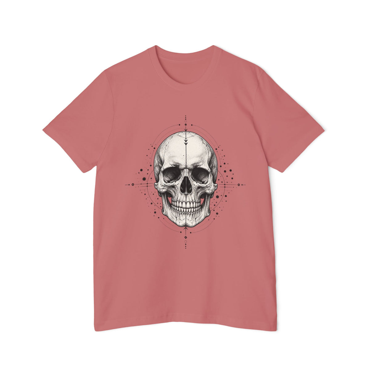 T-Shirt, Short Sleeve Boxy Crew Neck - Geometric Skull