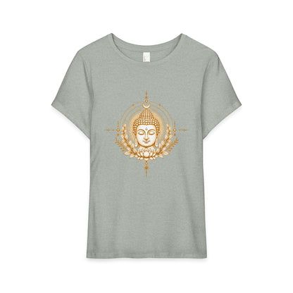 T-Shirt, Short Sleeve Wide Neck Relaxed Fit - Buddha Mandala