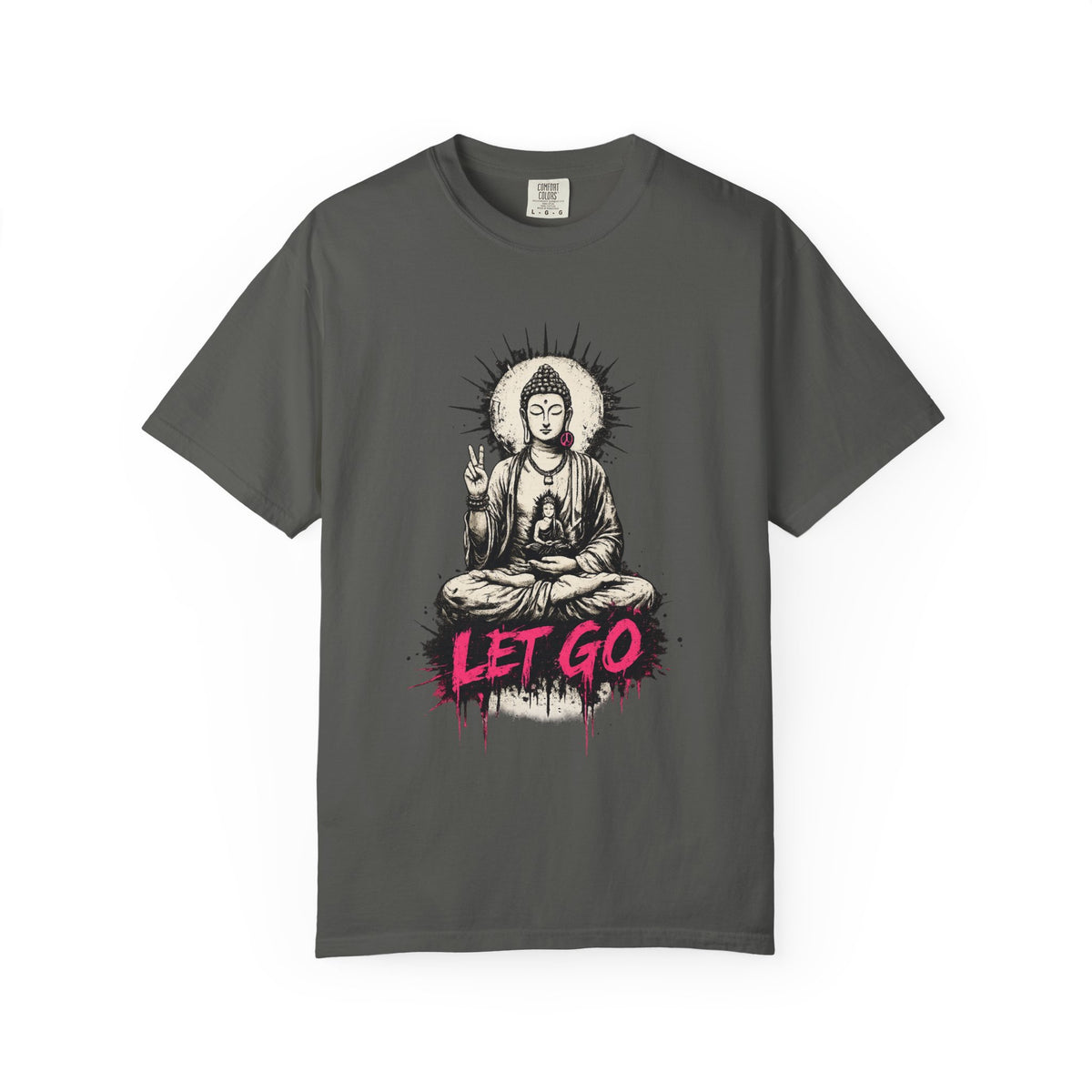 T-Shirt, Short Sleeve Boxy Crew Neck - Buddha "Let Go"