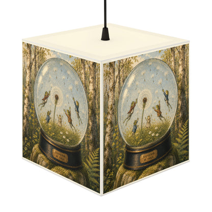 Frogs and Dandelions in a Snow Globe Cube Lamp