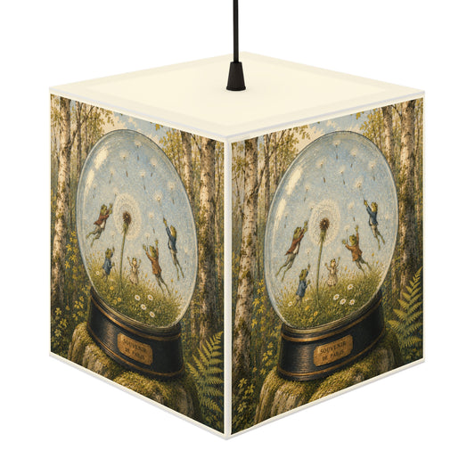 Frogs and Dandelions in a Snow Globe Cube Lamp