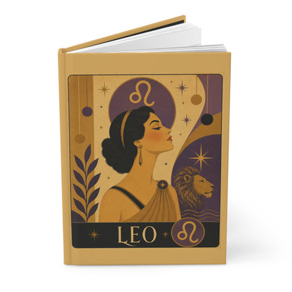 Journal Notebook, Hardcover Lined - Retro Leo Zodiac
