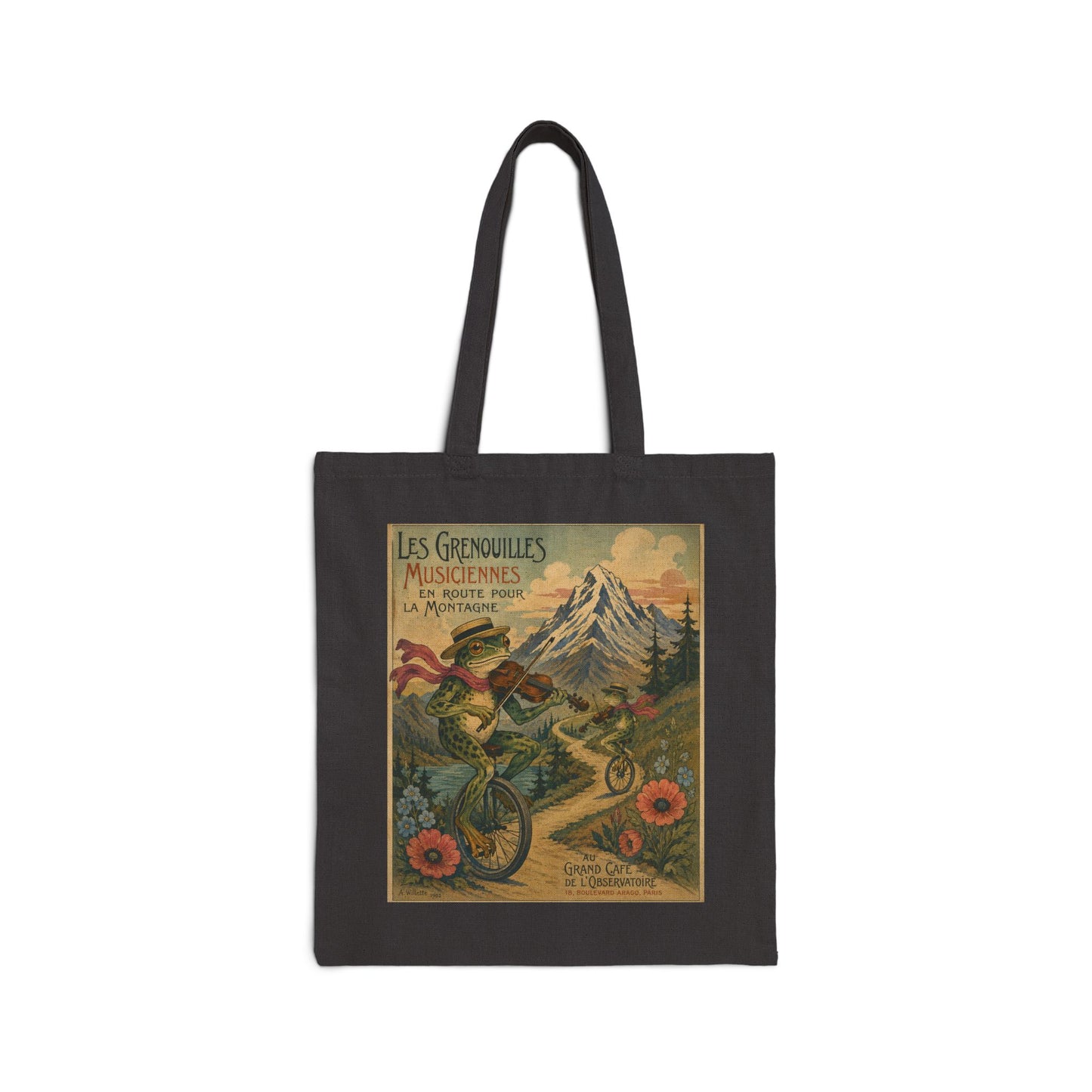 Frogs on Unicycles Cotton Canvas Tote Bag