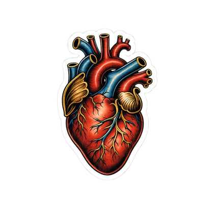 Sticker,  Kiss-Cut  - Traditonal Tattoo Style Anatomical Heart