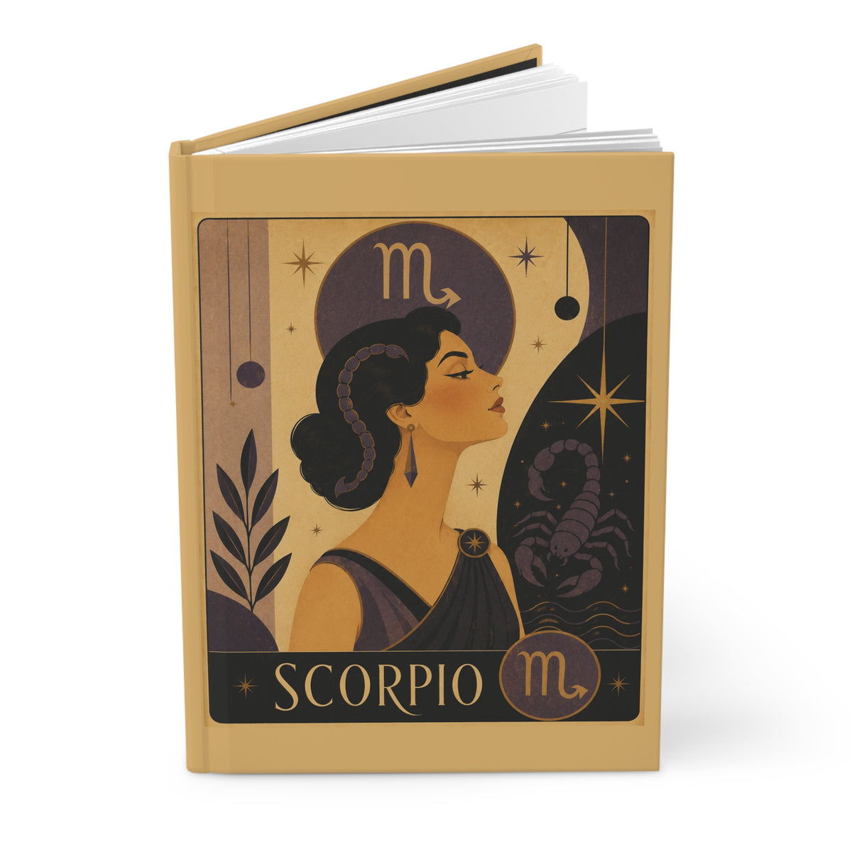 Journal Notebook, Hardcover Lined - Retro Scorpio Zodiac