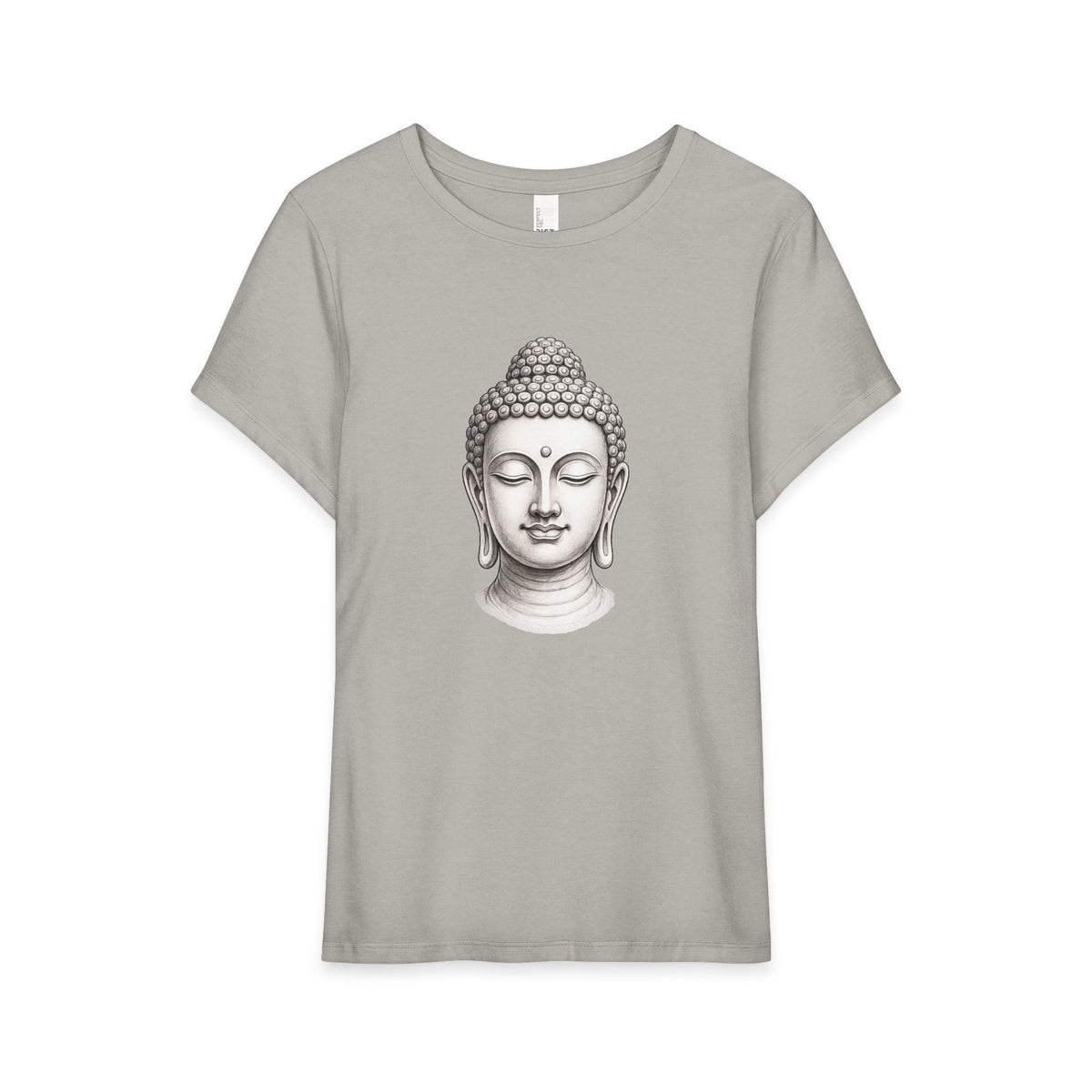T-Shirt, Short Sleeve Wide Neck Relaxed Fit - Buddha Head