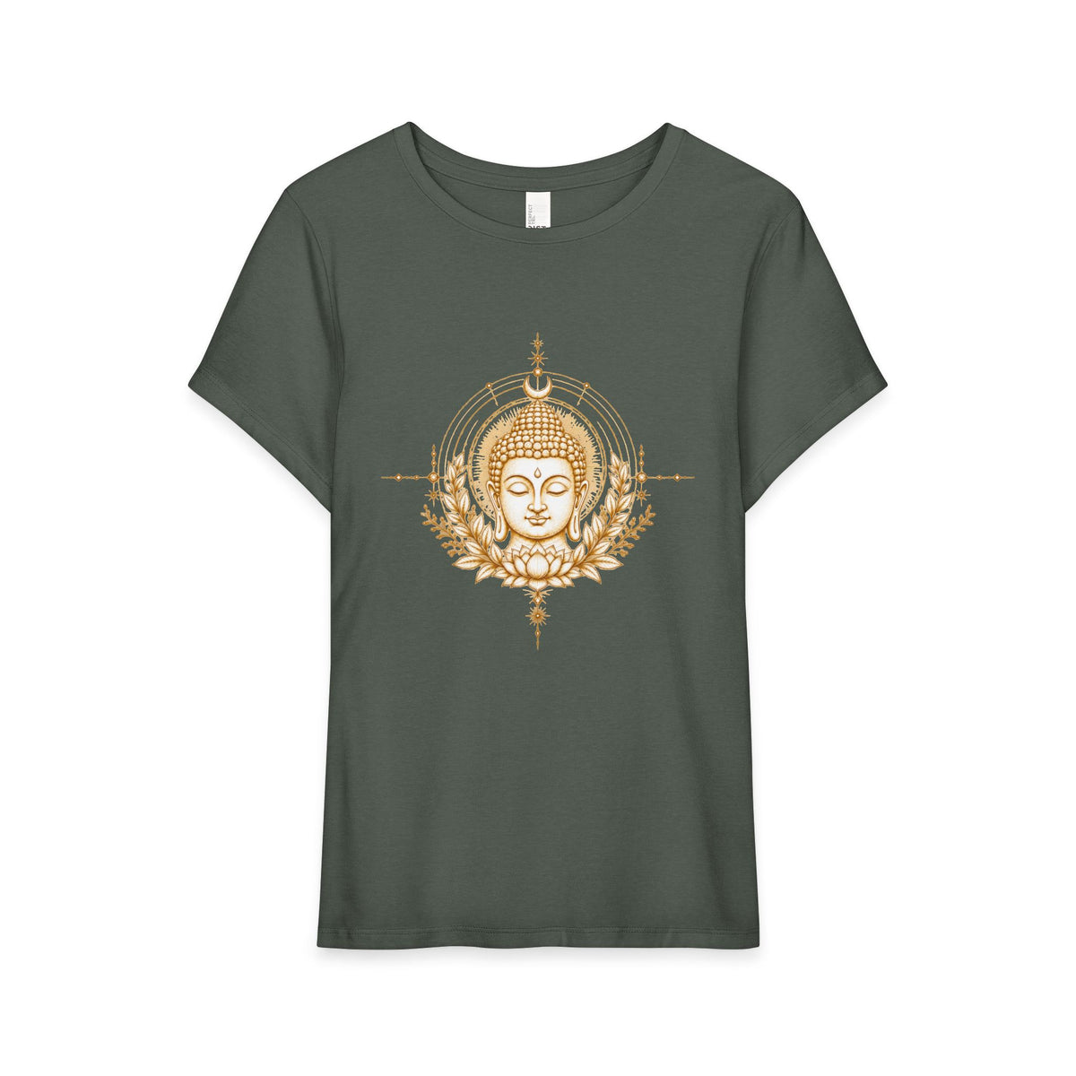T-Shirt, Short Sleeve Wide Neck Relaxed Fit - Buddha Mandala