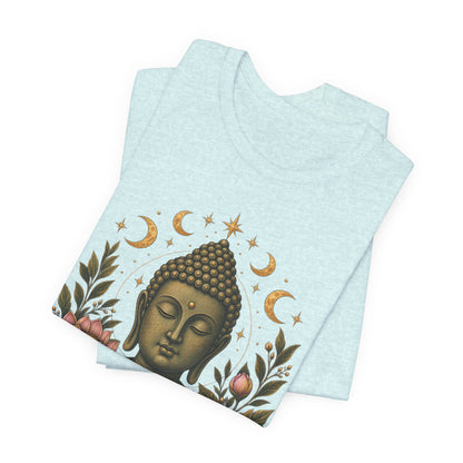 T‑Shirt, Short Sleeve Boxy Crew Neck - Buddha, Lotus & Moon Phases