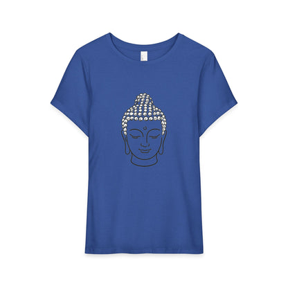T-Shirt, Short Sleeve Wide Neck Relaxed Fit - Buddha Head
