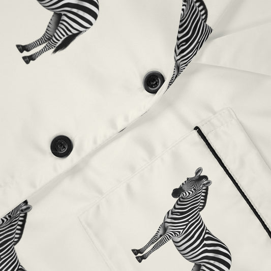 Zebra White Satin Pajama Set