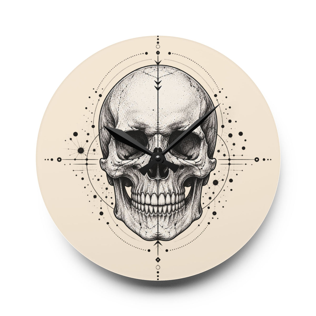 Clock, Wall Acrylic - Geometric Skull