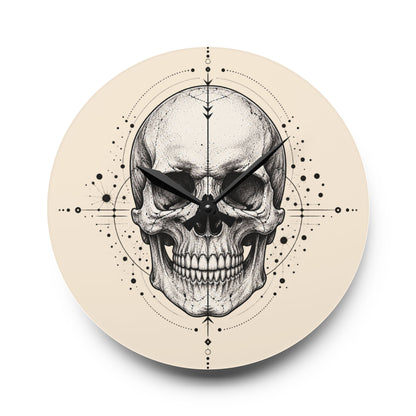 Clock, Wall Acrylic - Geometric Skull