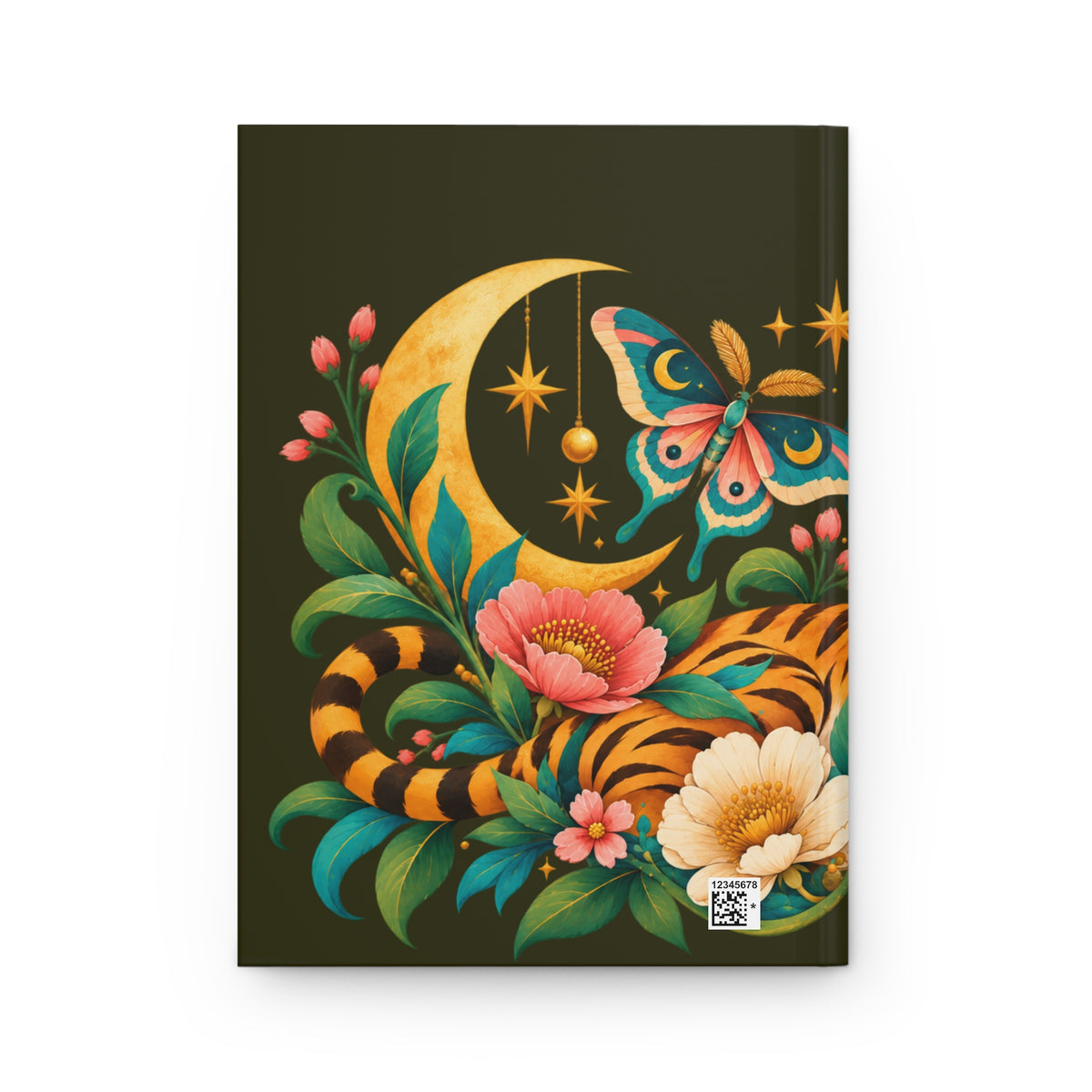 Journal Notebook, Lined Hardcover - Mystical Tiger Moon