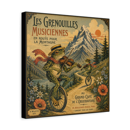 Vintage Frog Musicians Canvas Art – 'Les Grenouilles Musiciennes' Stretched Matte Print