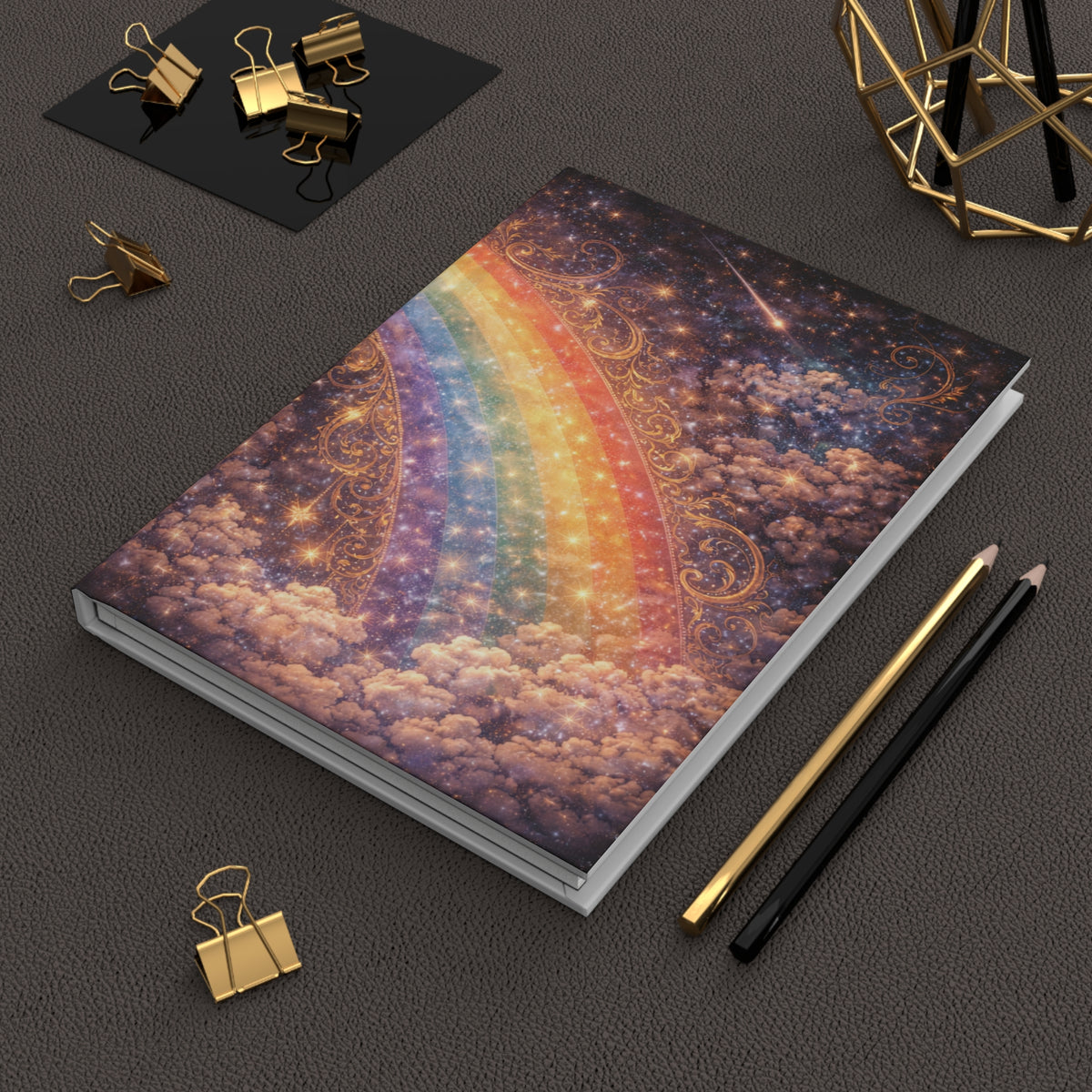 Journal Notebook, Hardcover Lined - Celestial Rainbow