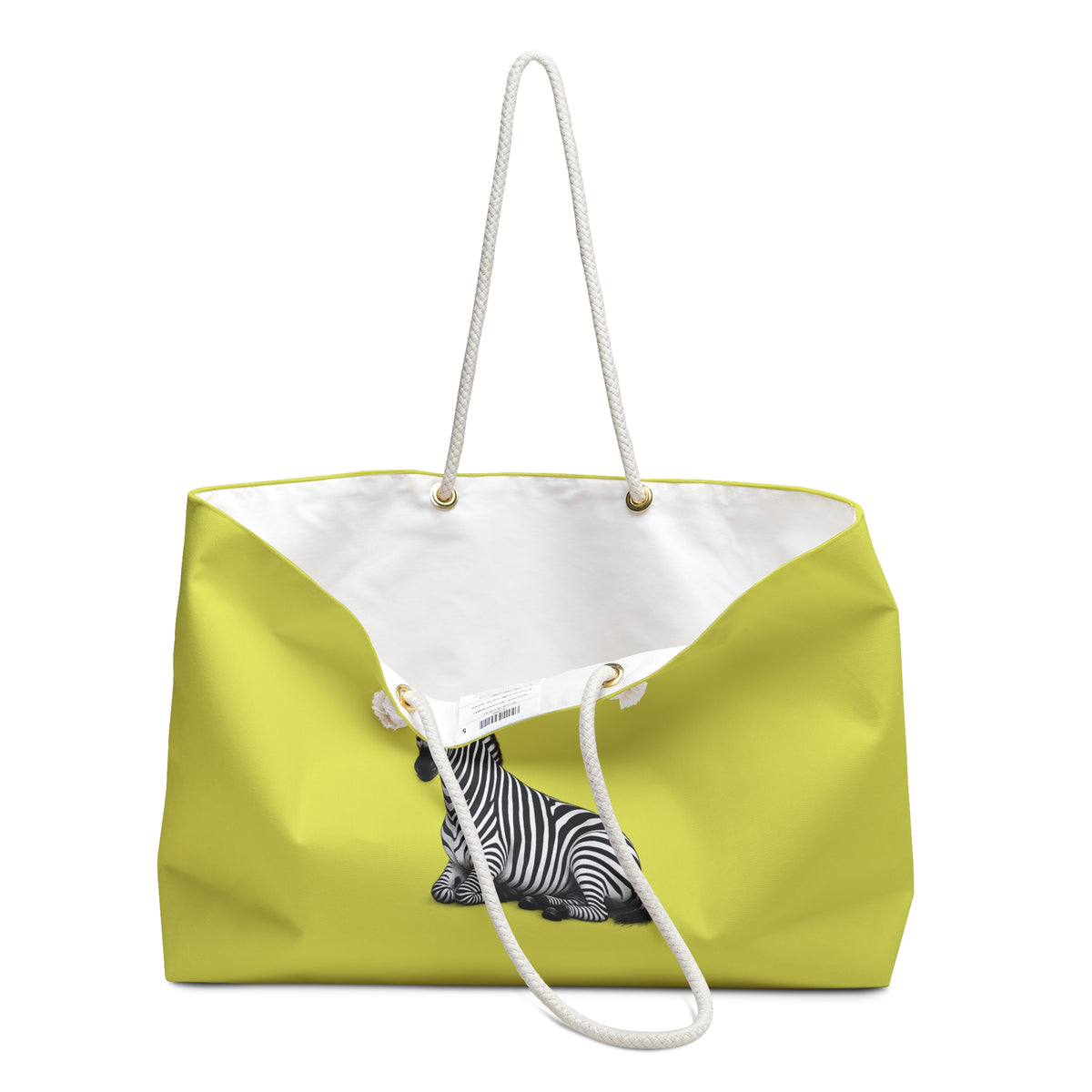 Tote, Weekender Travel  Bag - Zebra Sitting Side View (yellow)