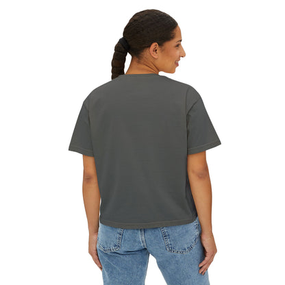 T-Shirt, Short Sleeve Boxy Crew Neck Cropped - 1980s Buddha Head