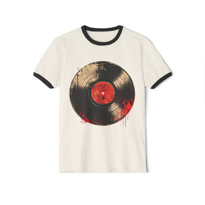 T-Shirt, Ringer - Vintage Bloody Vinyl Record