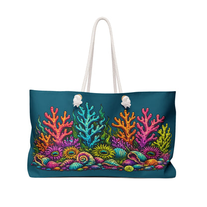 Coral Reef Weekender Bag — Colorful Ocean Beach Travel Tote