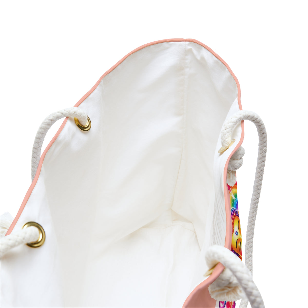 Tote, Weekender Travel Bag - Pink Rainbow 1980s Lotus