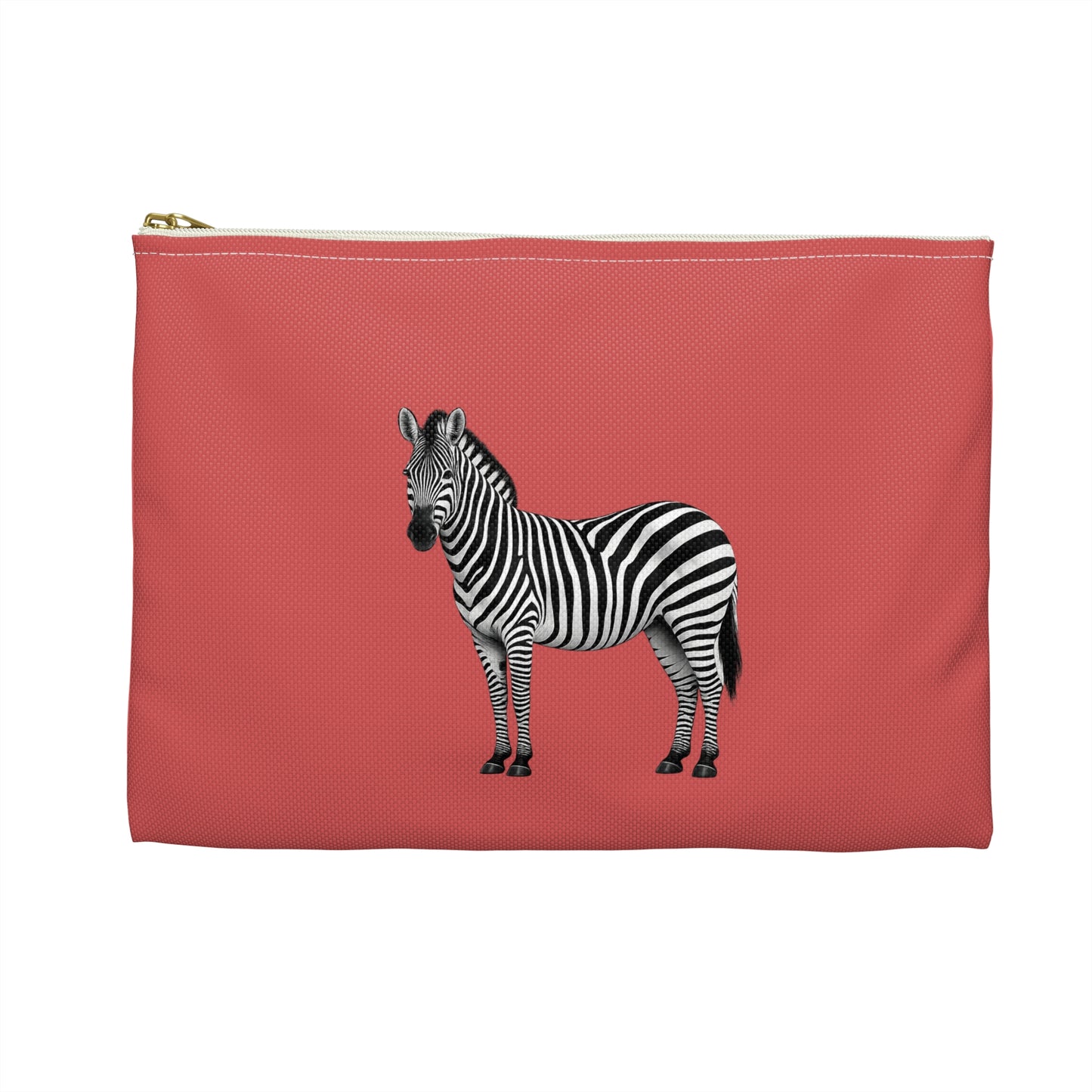 Zebra Dark Coral Accessory Pouch