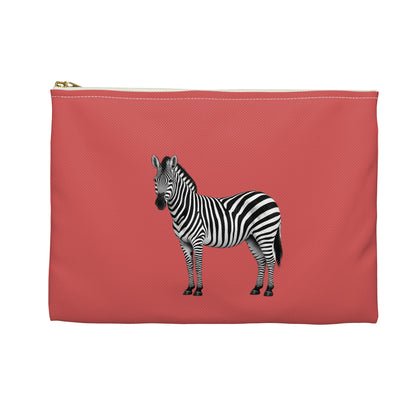 Zebra Dark Coral Accessory Pouch
