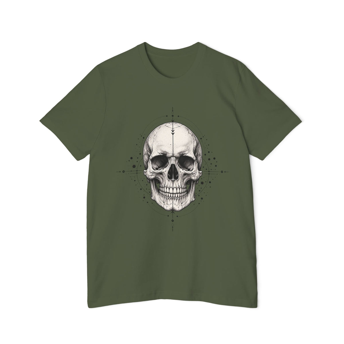 T-Shirt, Short Sleeve Boxy Crew Neck - Geometric Skull