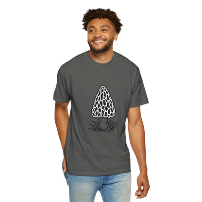 T-Shirt, Short Sleeve Boxy Crew Neck - Hand-Drawn Forager Morel Mushroom