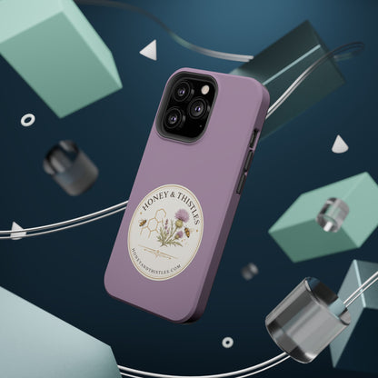 Floral Honey & Thistles Magnetic Phone Case — Impact-Resistant MagSafe-Compatible