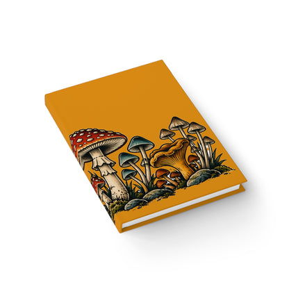 Journal Notebook, Hardcover Blank - Mushroom Forest  (goldenrod)